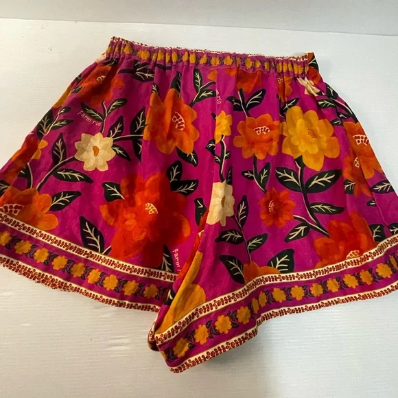 Farm Rio Pink Flower Tapestry Shorts Size M - Picture 9 of 10